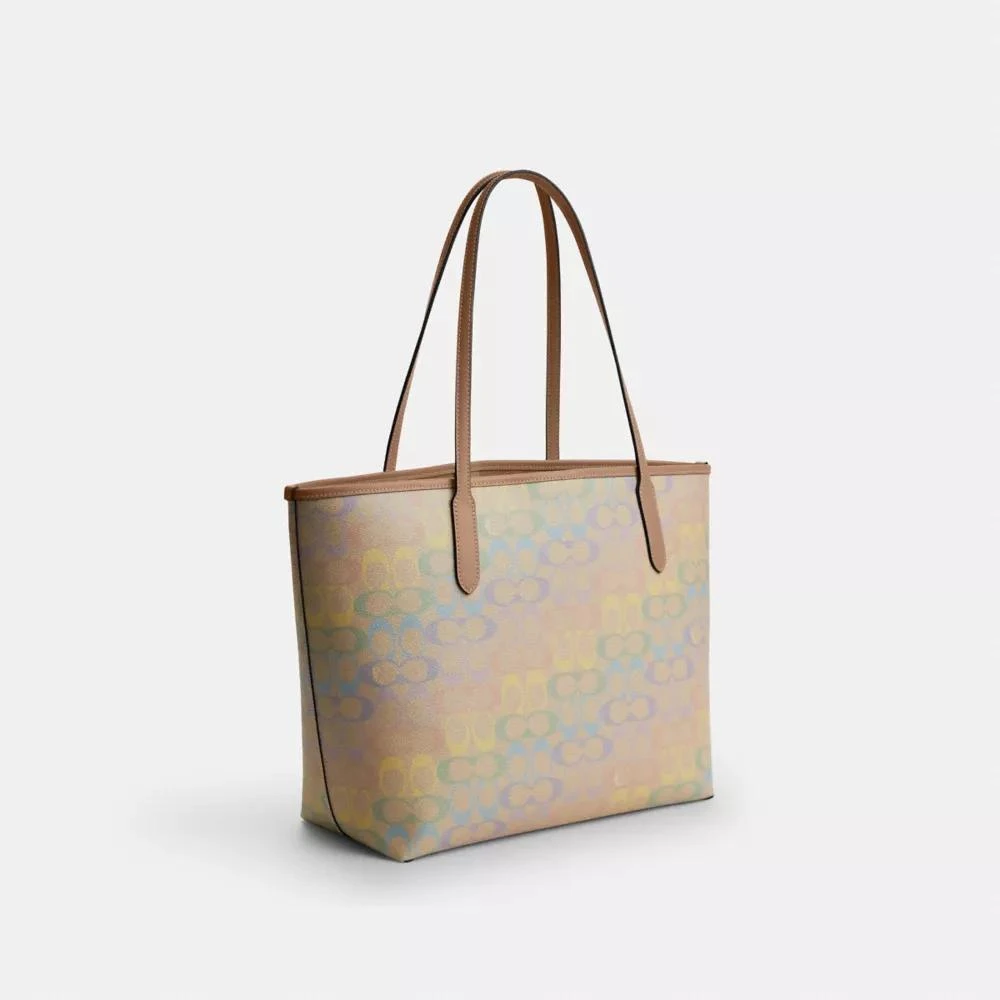 Coach City Tote Bag In Rainbow Signature Canvas 3