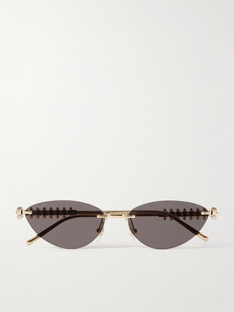 Cartier Eyewear Clash De Cartier 金色金属猫眼无框太阳镜