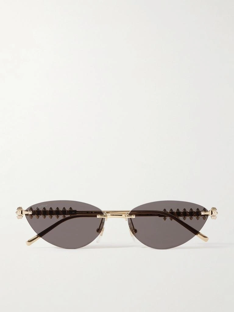 Cartier Eyewear Clash De Cartier 金色金属猫眼无框太阳镜 1