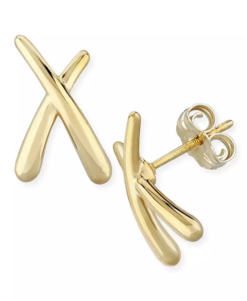 Macy's Small "X" Stud Earrings Set in 14k Two-Tone Gold (Also available in 14k Yellow Gold)