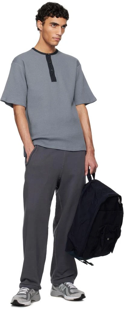 Nanamica Blue Henry Neck Thermal Sweat Henley 4