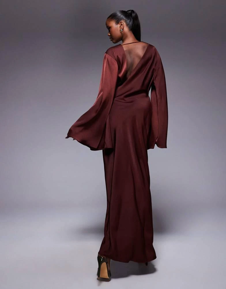 Shop ASOS DESIGN satin asymmetric neckline long sleeve maxi dress with  channel detail in chocolate on Sale at BeyondStyle  Get 25% Off ASOS  DESIGN satin asymmetric neckline long sleeve maxi dress