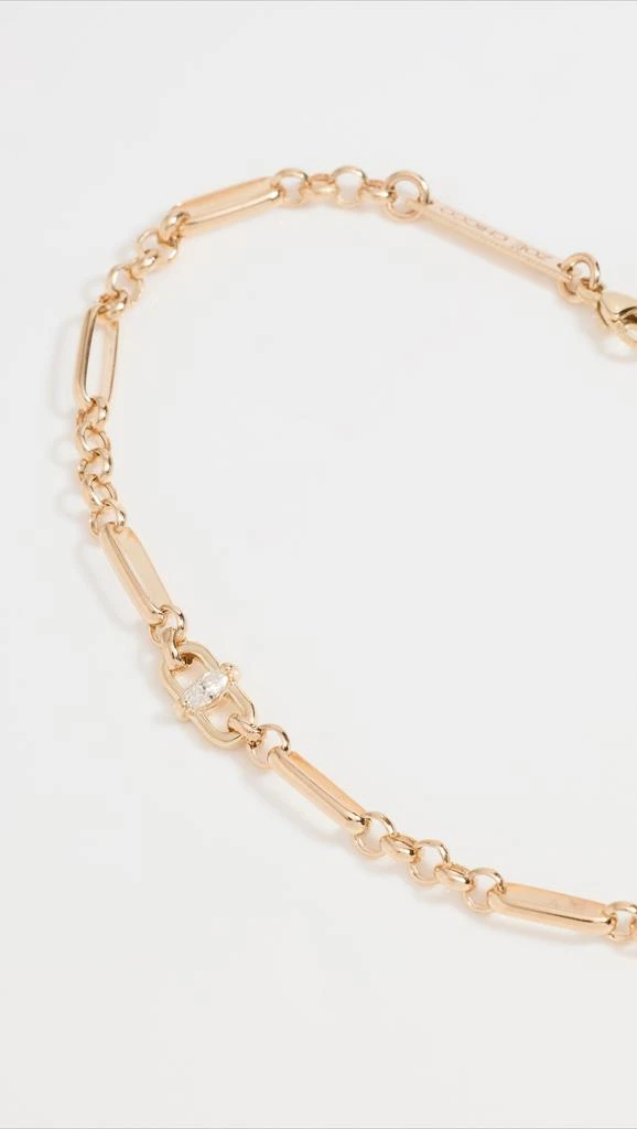 Zoe Chicco 14k Gold Medium Mixed Paperclip Rolo Chain Bracelet with Marquise Set Diamond 3