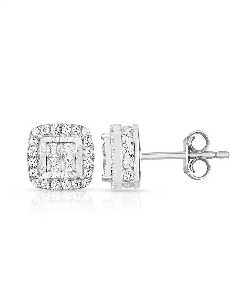 TruMiracle Diamond Frame Quad Stud (1 ct. t.w.) in 14k White Gold