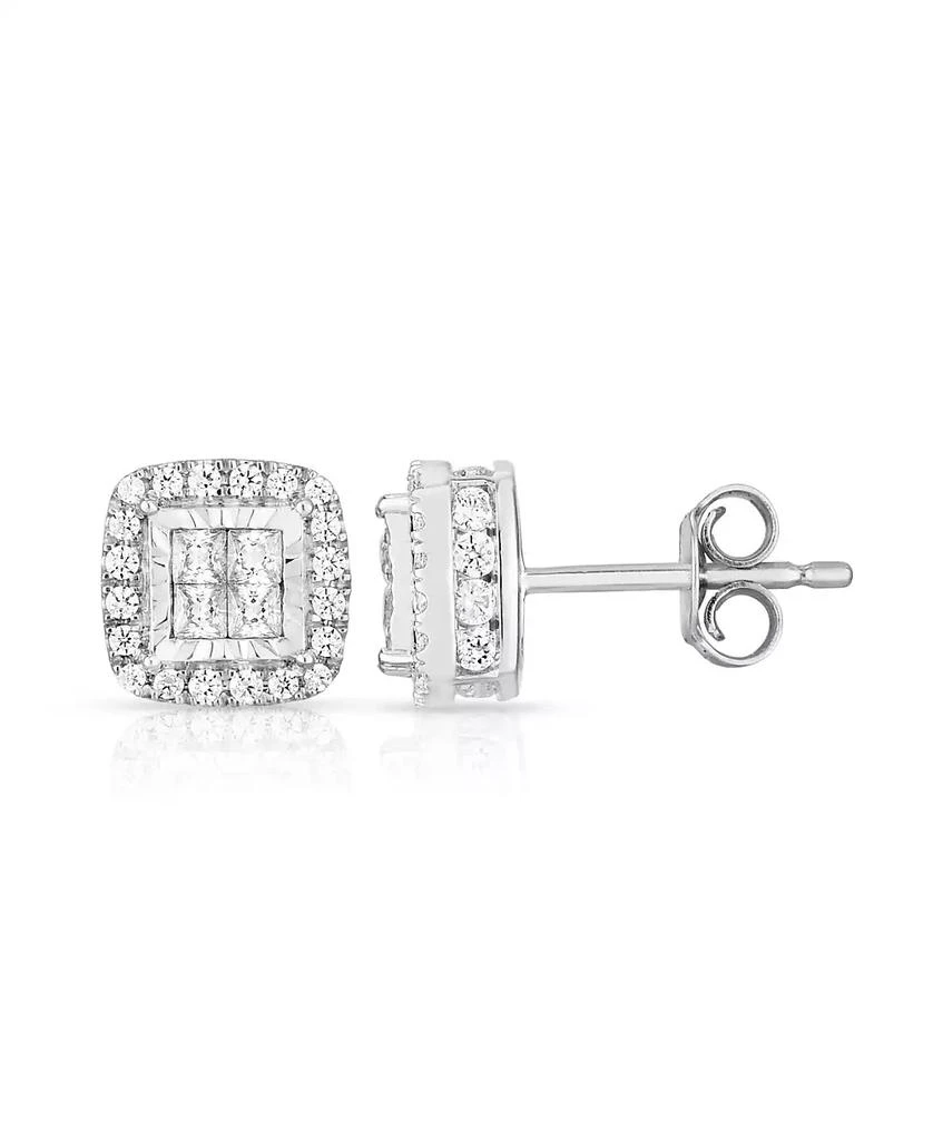TruMiracle Diamond Frame Quad Stud (1 ct. t.w.) in 14k White Gold 1