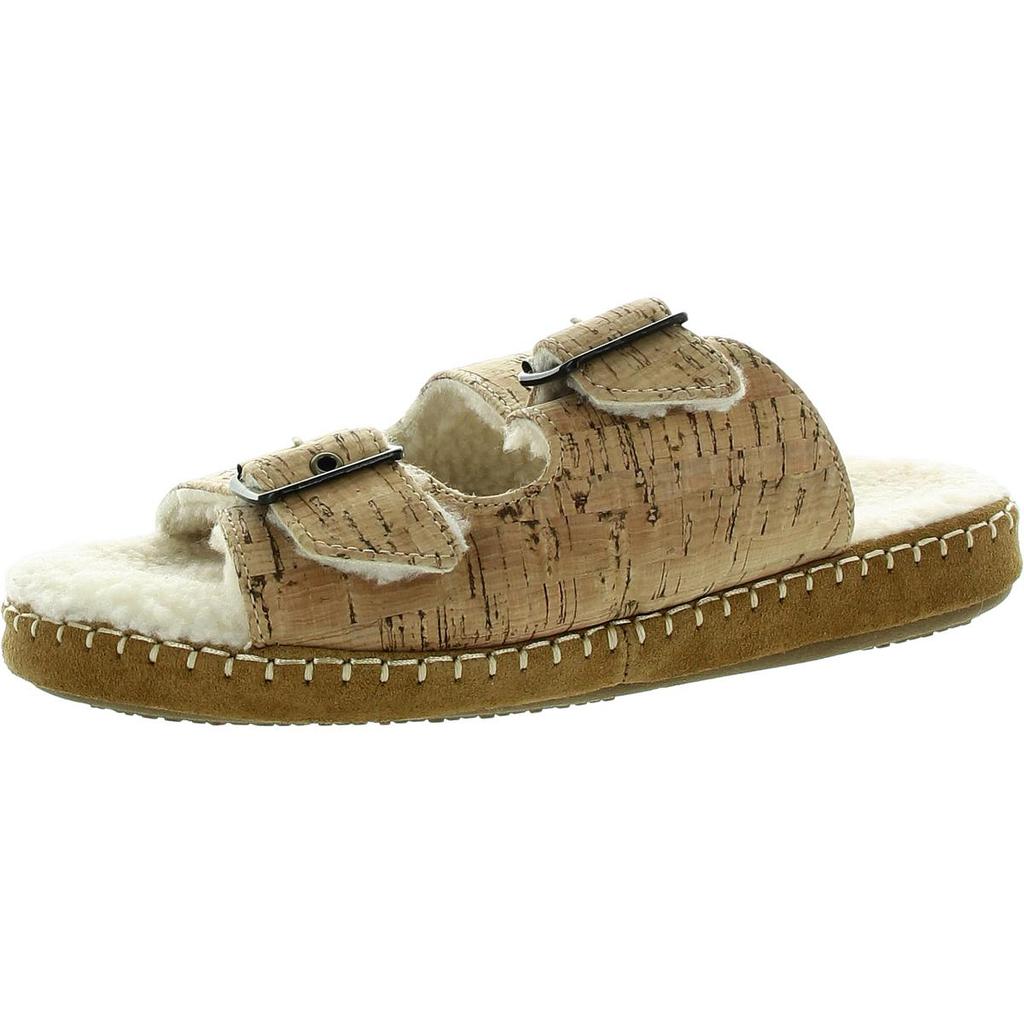 Acorn Camden Double Buckle Womens Faux Fur Lined Cork Slide Sandals