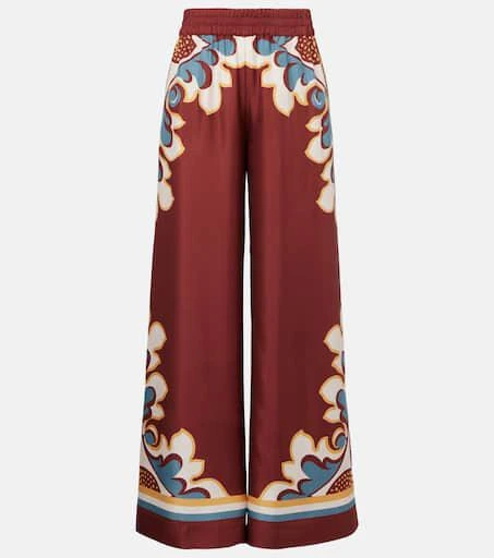 LA DOUBLE J Printed high-rise silk twill palazzo pants 1