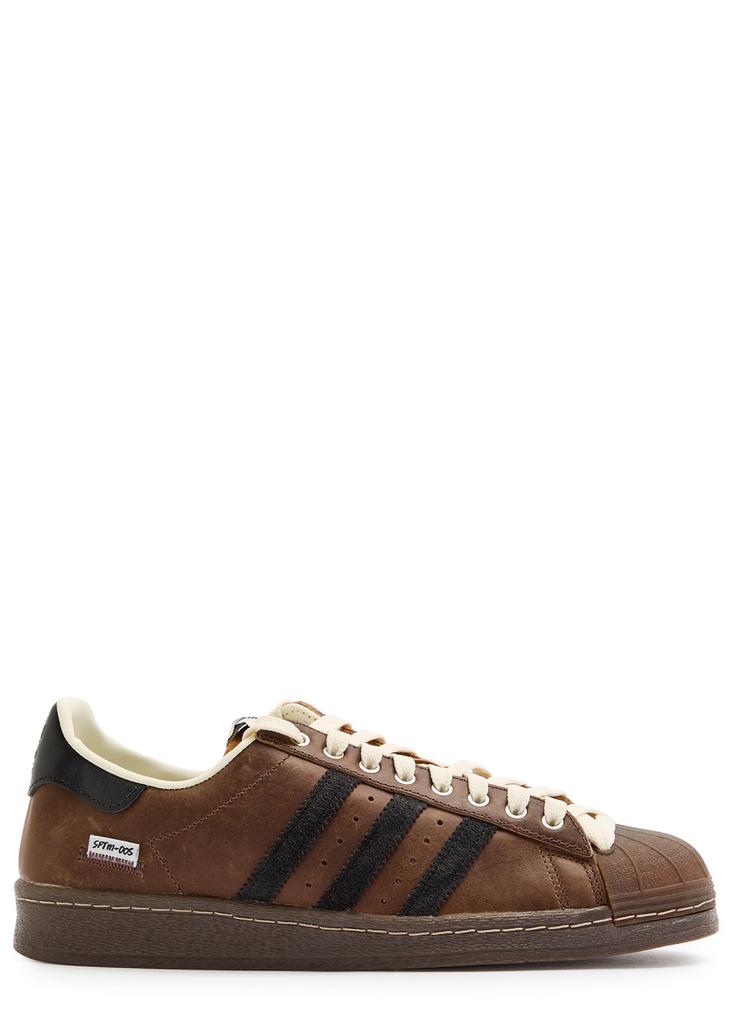 Adidas Superstar 82 mismatched brushed suede and leather sneakers