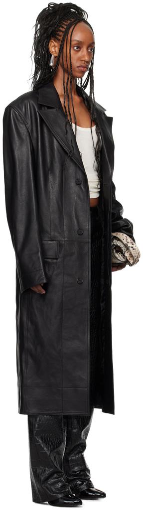 LU'U DAN Black Oversized Tailored Leather Coat