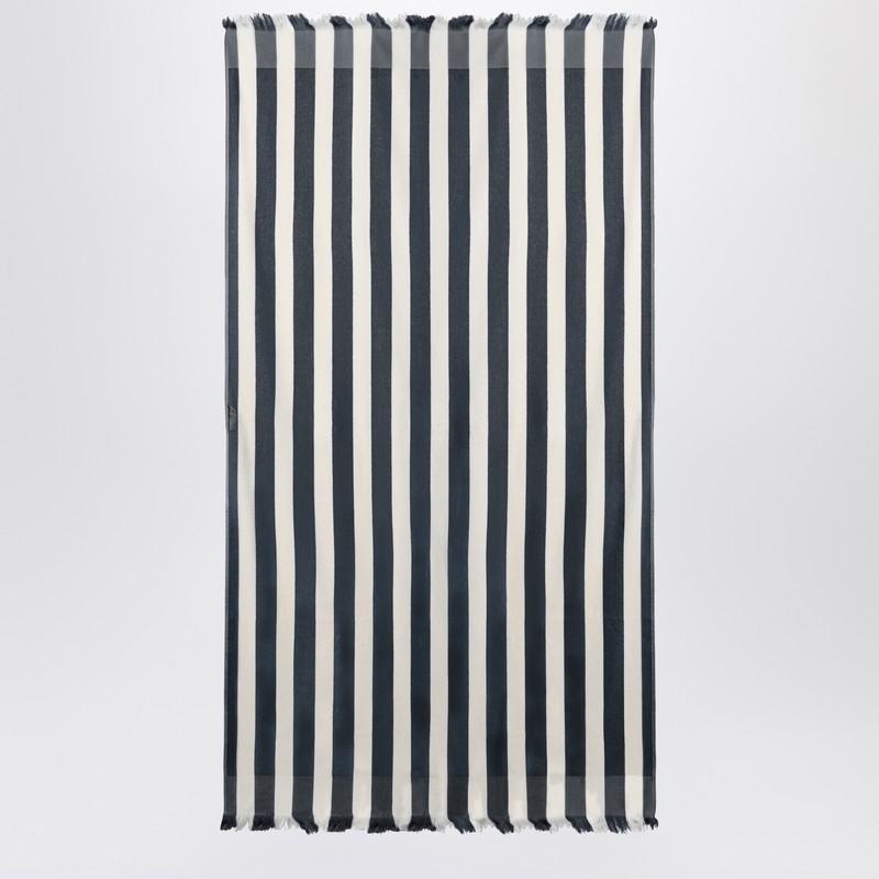 Tekla Tekla White And Blue Striped Beach Towel