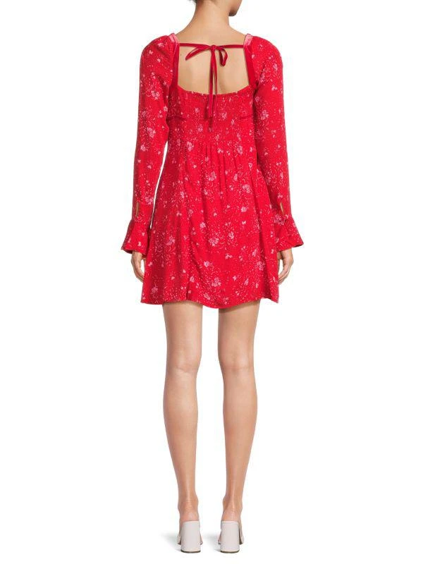 Free People Bell Sleeve Floral Mini Peasant Dress 2