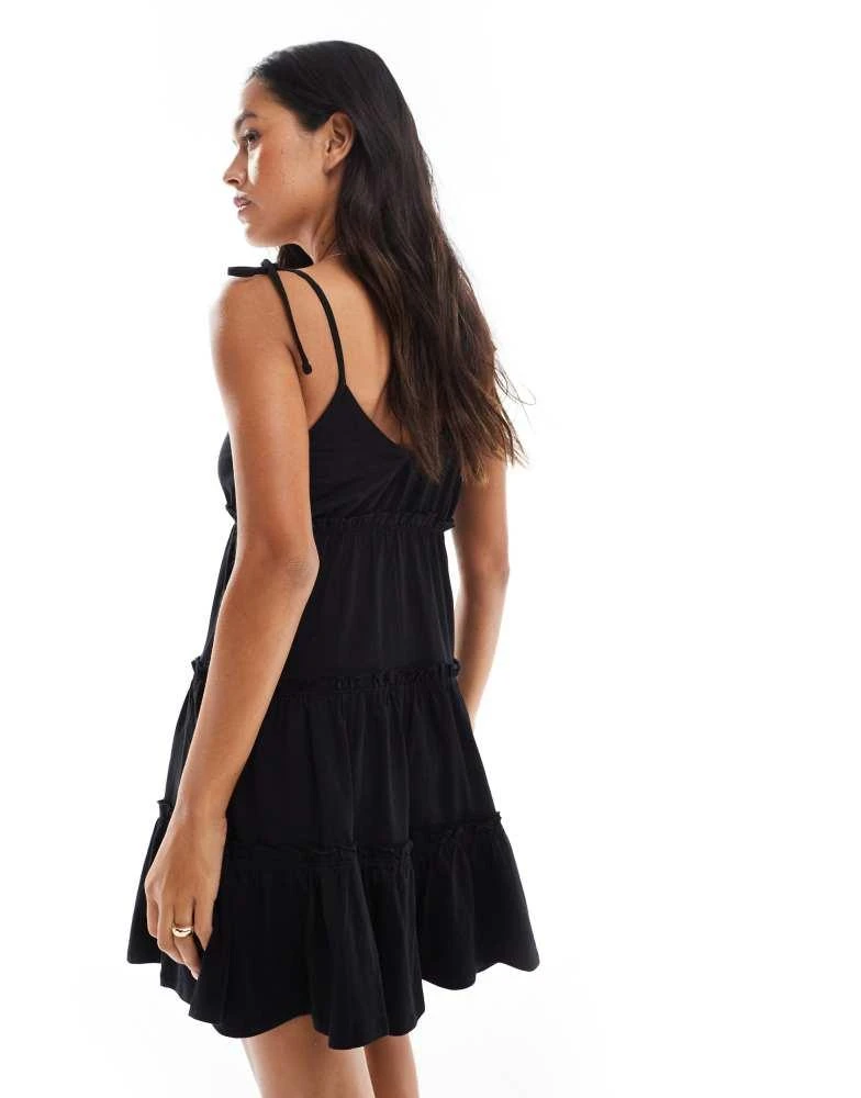 Miss Selfridge Miss Selfridge tiered smock mini dress in black 4