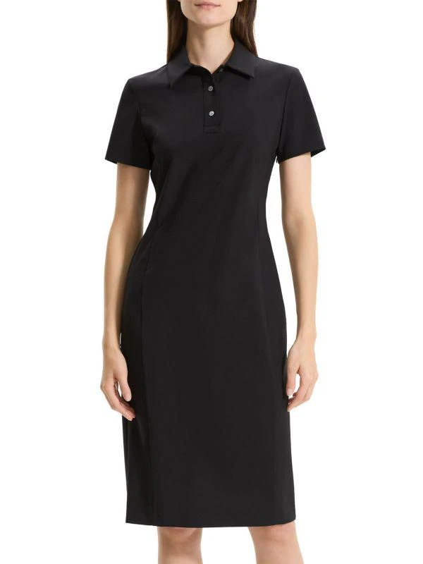 Theory Stretch Wool Knee-Length Polo Dress 1