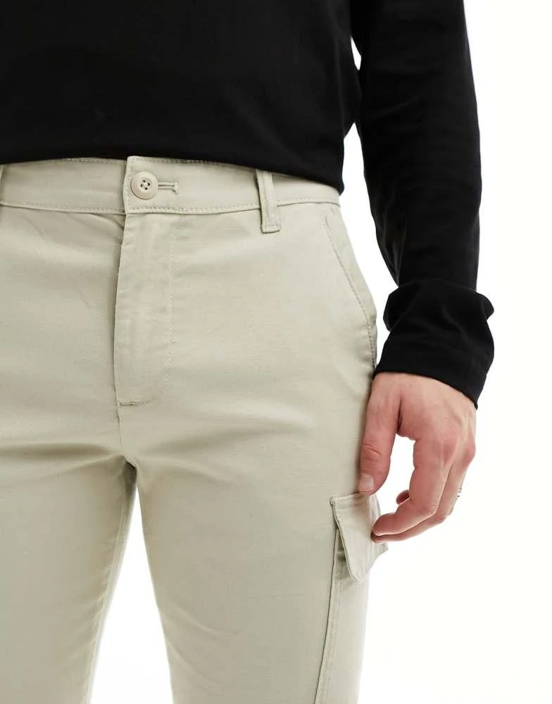 ASOS ASOS DESIGN skinny cargo trousers in stone 3