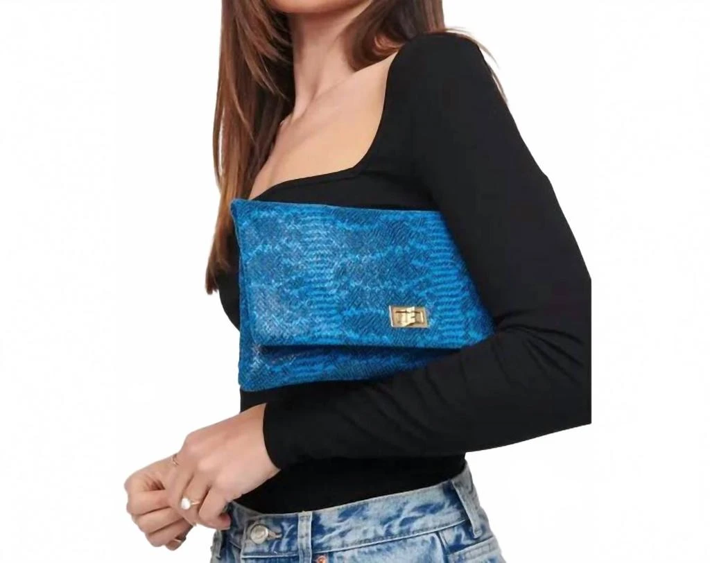 Urban Expressions Rykard Snake Clutch Crossbody Bag In Blue 4