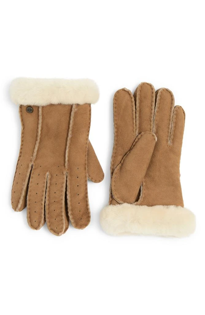 UGG Perforated Genuine Shearling Suede Gloves