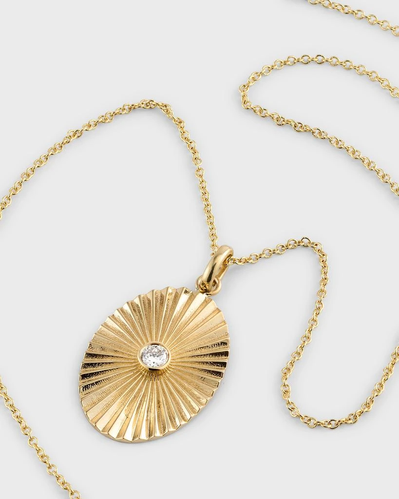 Zoe Lev 14K Gold Pleated Oval with Diamond Necklace, 16-18"L 3