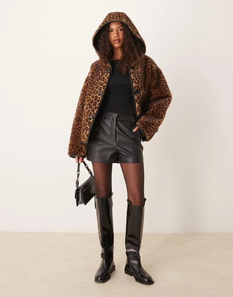 Mango Mango reversible leopard fur jacket in brown 1
