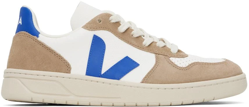 Veja White & Brown V-10 Leather Sneakers 1