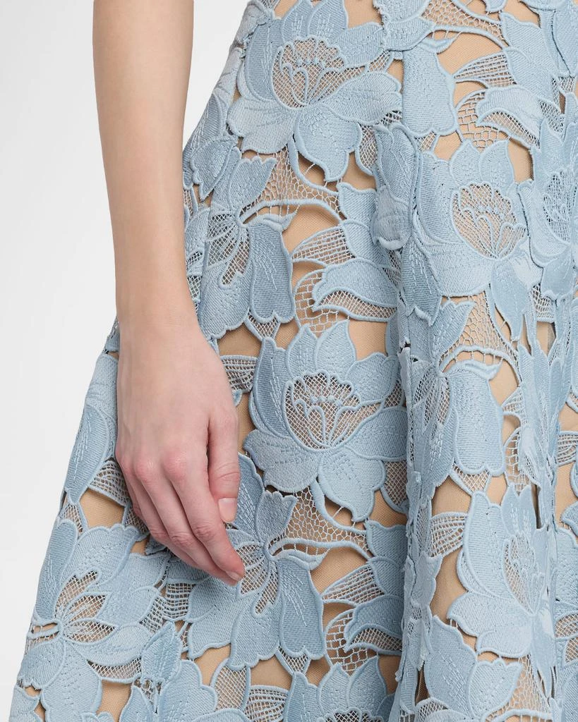 Oscar de la Renta Strapless Peony Guipure Gown 5