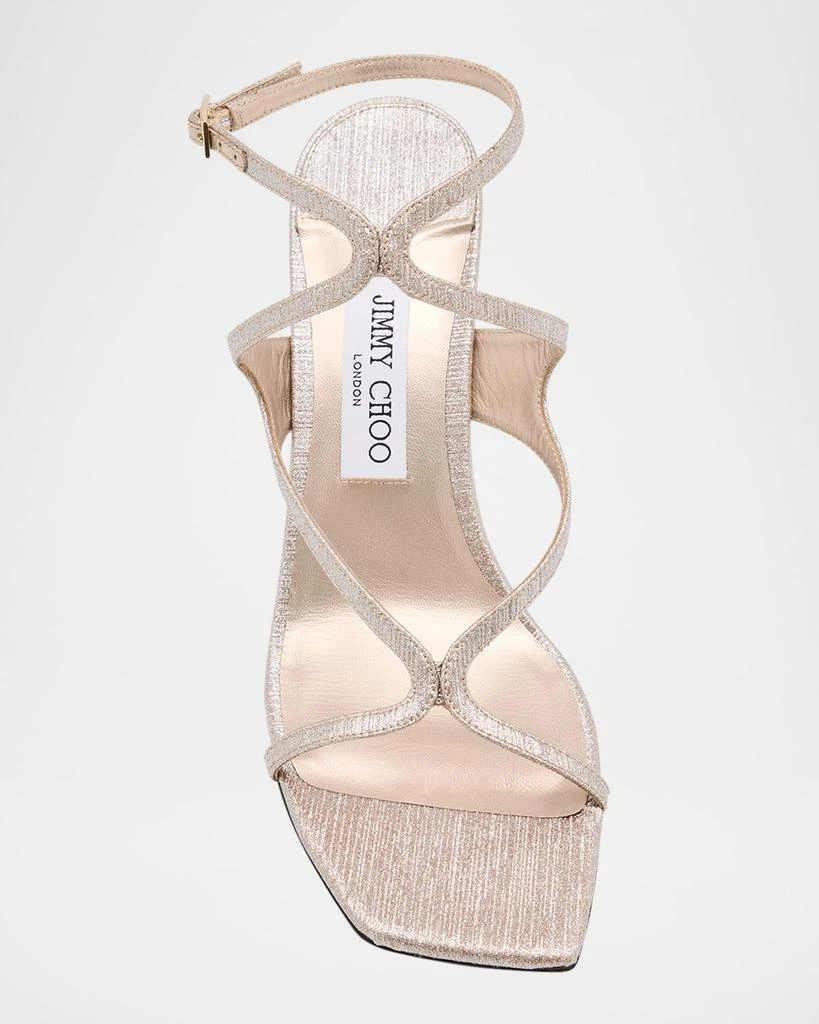Jimmy Choo Azie Glitter Ankle-Strap Sandals 5