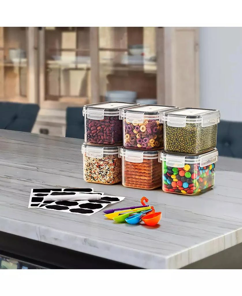 Sorbus 6 Pack (0.8L/27.05 Oz) Airtight Food Storage Containers with Locking Lids, Measuring Spoons 
Labels 3