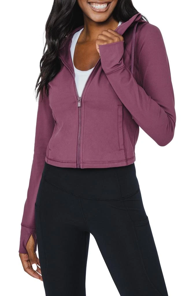 90 DEGREE BY REFLEX Cropped Zip Up Hooded Jacket 1