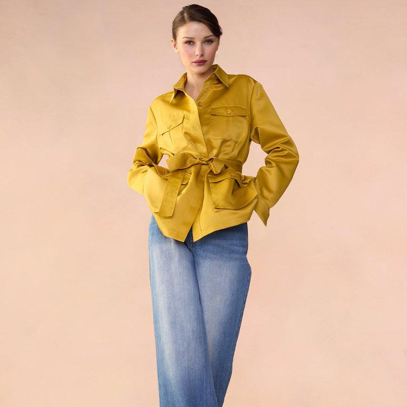 Cynthia Rowley Satin Safari Jacket Marigold