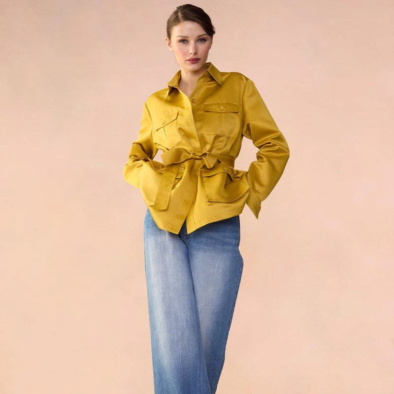 Cynthia Rowley Satin Safari Jacket Marigold 1