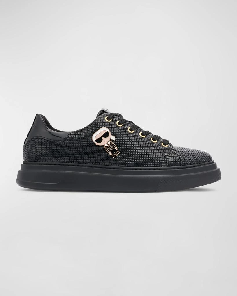 Shop Men's Low-Top Printed Leather Sneakers with Karl Pin on Sale
