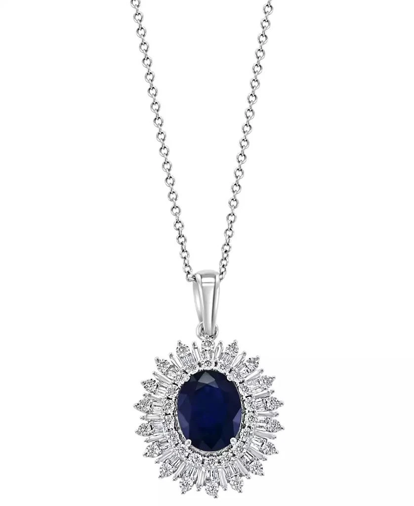 Effy EFFY® Sapphire (1-7/8 ct. t.w.) & Diamond (1/5 ct. t.w.) Halo 18" Pendant Necklace in 14k White Gold. (Also available in Ruby) 1
