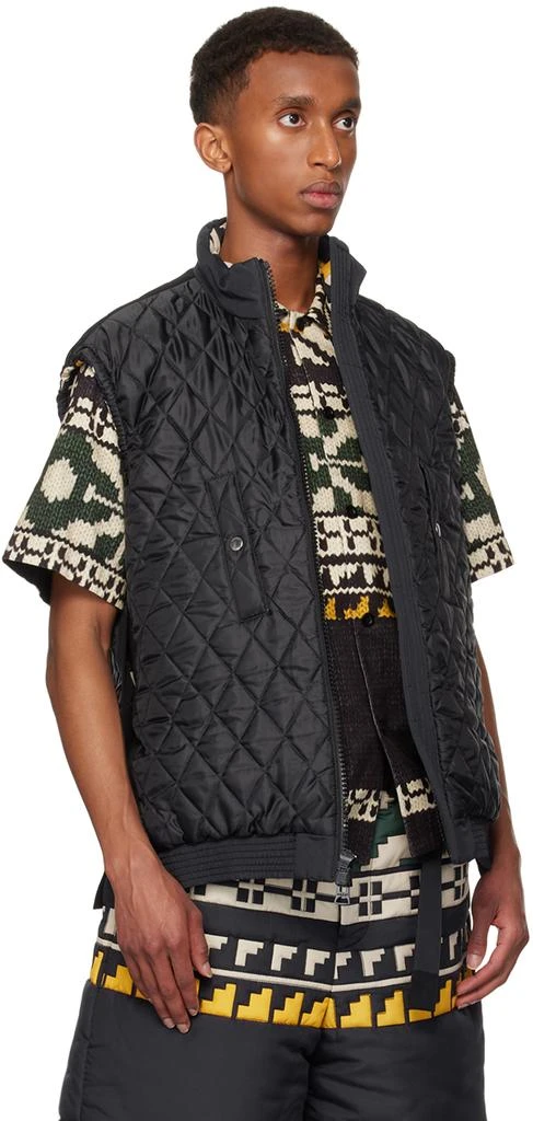 Sacai Black & Green Knit Pattern Quilted Vest 4