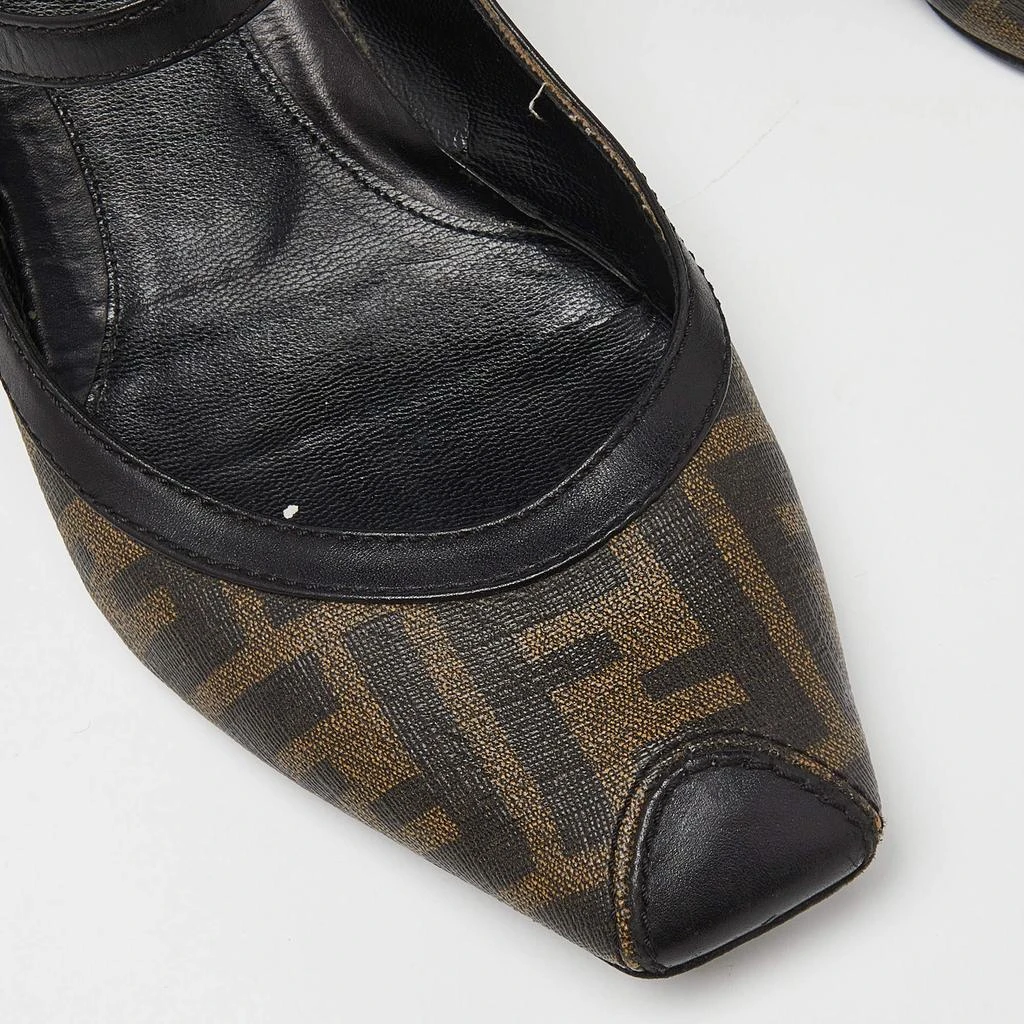 Fendi Fendi Black/Brown Coated Canvas and Leather Marry Jane Ballet Flats Size 39.5 8