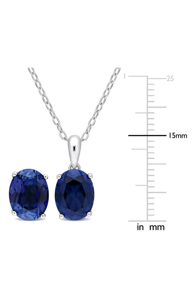 DELMAR Oval Created Sapphire Stud Earrings 
Necklace Set 3