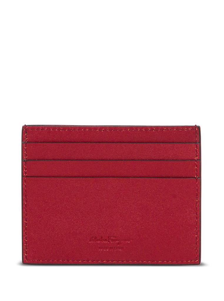 Salvatore Ferragamo Salvatore Ferragamo Man'S Revival Black  Leather Card Holder With Gancini Buckle
