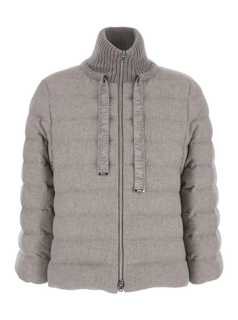 Herno Beige Down Jacket With Drawstring High  Neck And Removable Gloves In Tech Fabric Woman 4