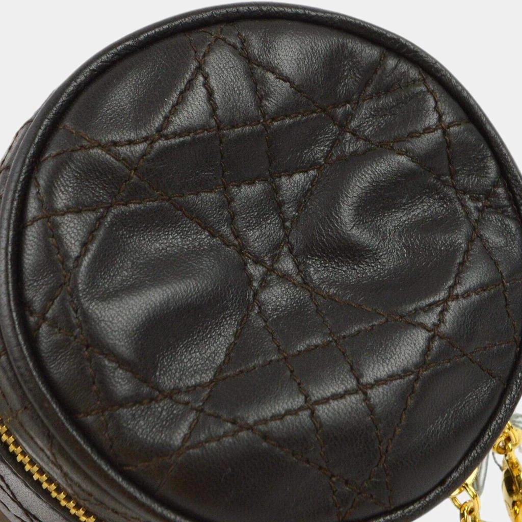Dior Christian Dior Brown Calfskin Cannage Cosmetic Pouch Bag 4