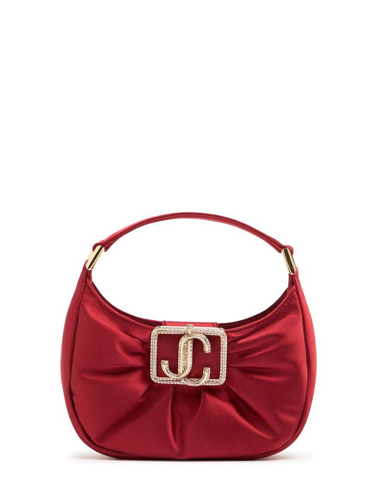 【送料&関税込】Jimmy Choo Black Satin Mini Avenue Shoulder AVENUE MINI SHOULDER | Black Satin Mini Shoulder Bag with