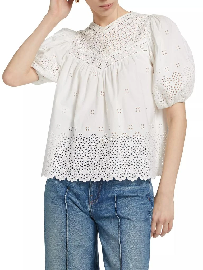 Ulla Johnson Aviana Cotton Eyelet Flowy Top 3