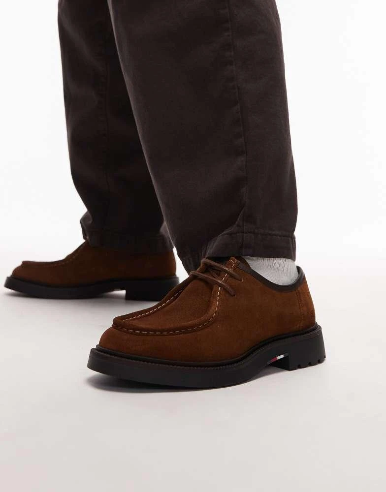 Tommy Hilfiger Tommy Hilfiger leather suede comfort derby shoes in brown 1