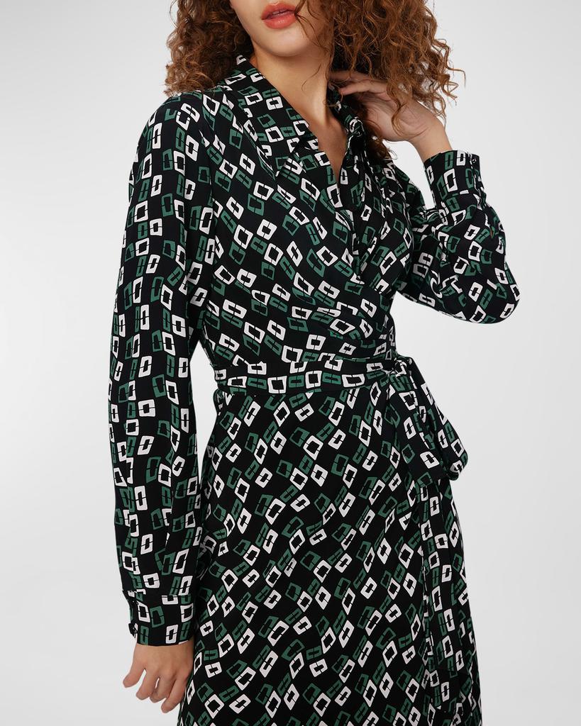 Diane von Furstenberg Tori Geometric-Print Midi Wrap Dress