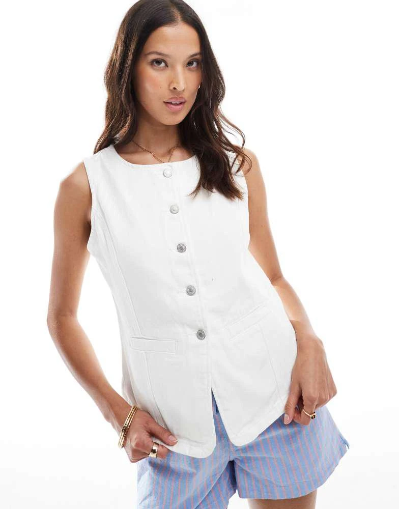 ONLY ONLY tailored denim waistcoat in white