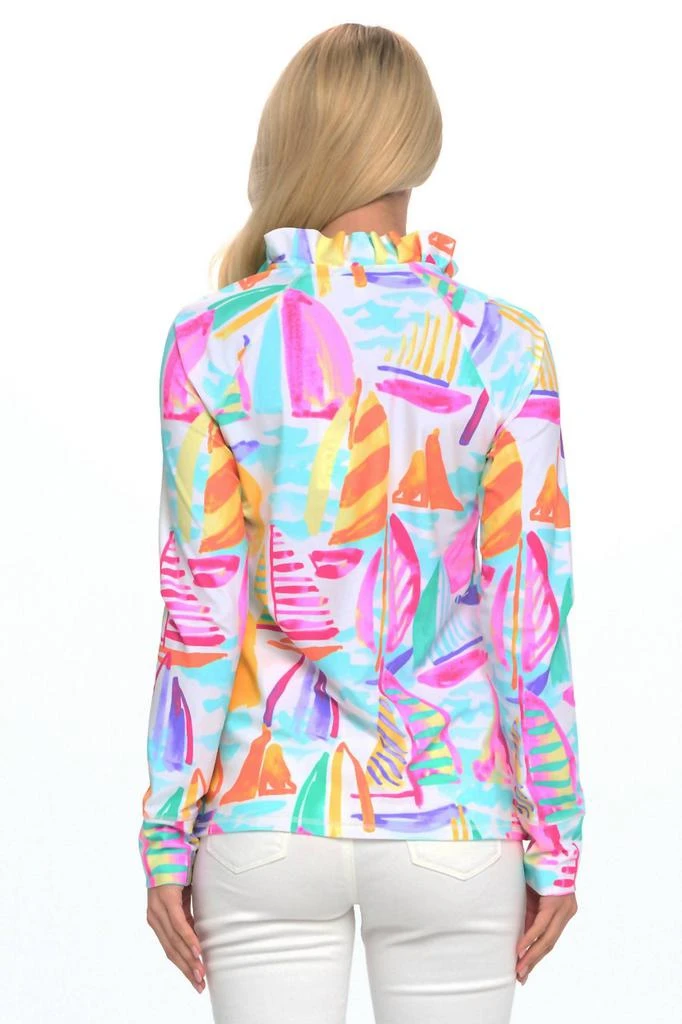 Aryeh MARCIA RUFFLE NECK SAILBOAT PRINT JACKET 2