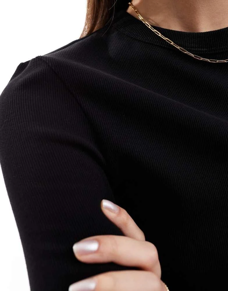 & Other Stories & Other Stories rib long sleeve top in black 3