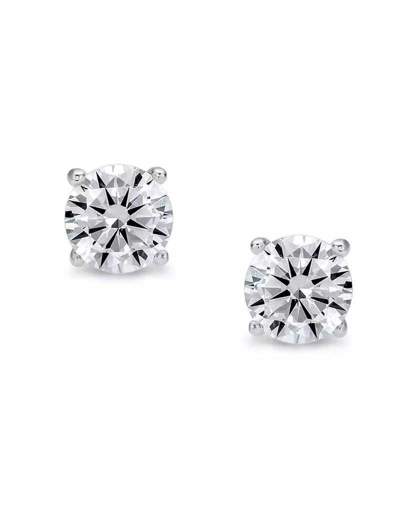 Bling Jewelry Round Solitaire Stud Earrings 4 Prong .925 Sterling Silver 6MM 3