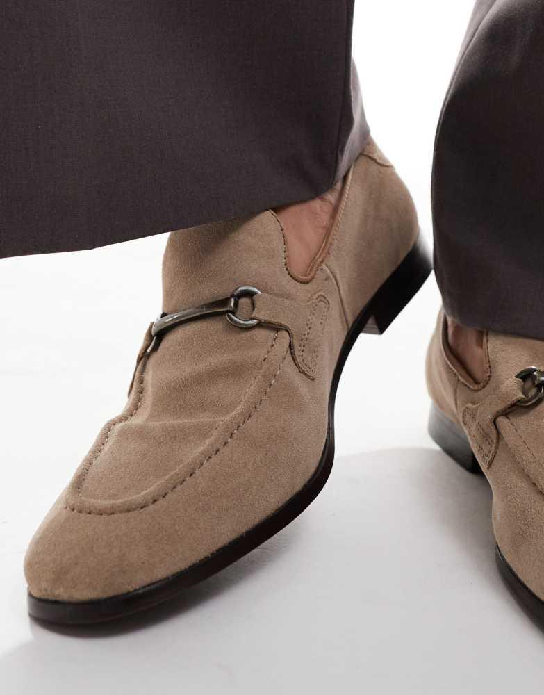 ASOS ASOS DESIGN loafers in stone suede with snaffle