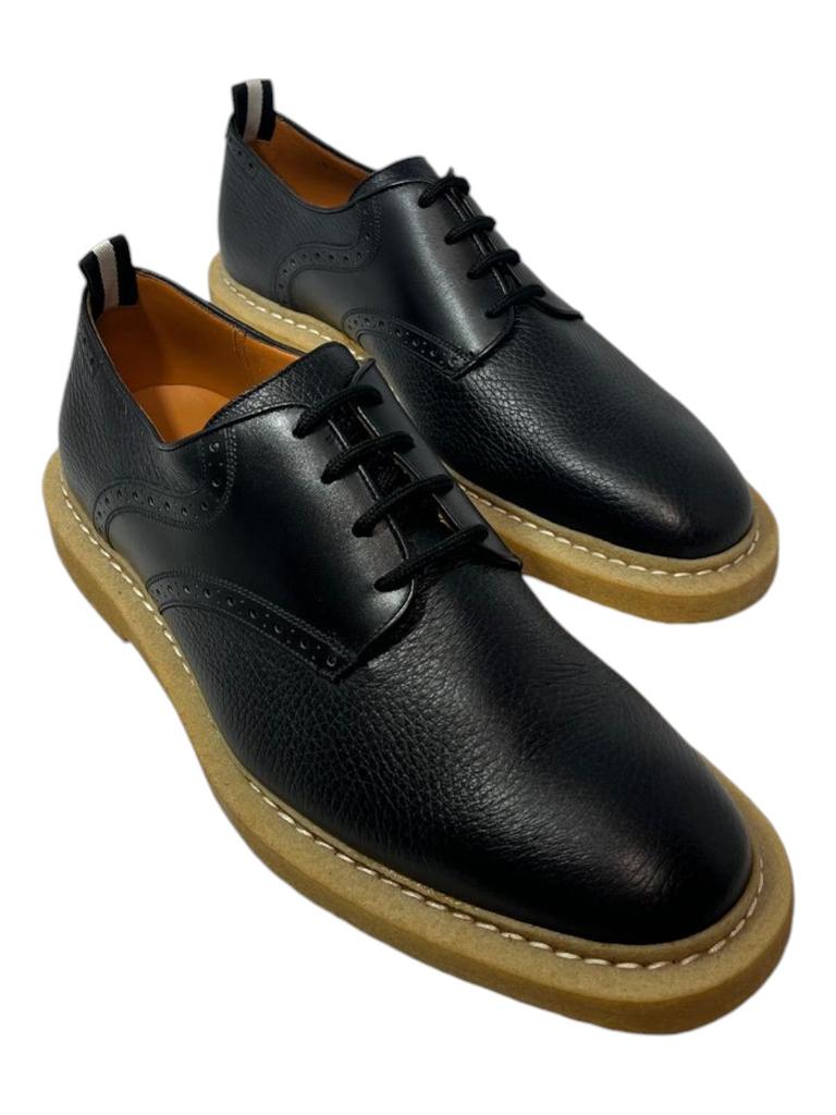 Bally Nek 6222929 Men's Black Perforated Deer Grained