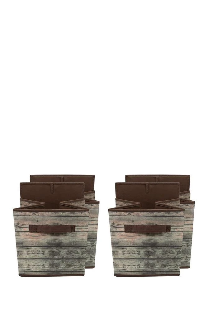 SORBUS Brown Storage Cube Wood Basket Bin - Set of 4 4