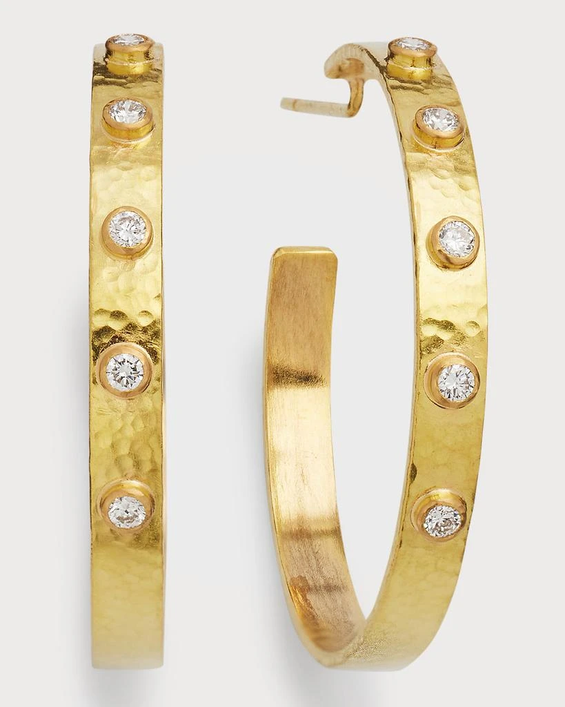 Elizabeth Locke 19k Diamond Flat Ribbon Hoop Earrings, 1.5"L 1