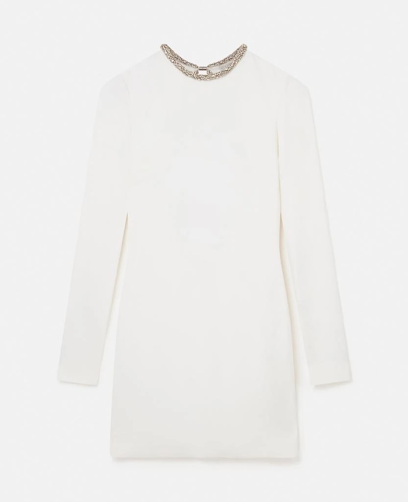 Stella McCartney Stella McCartney - Crystal Collar Cocktail Mini Dress, Woman, White, Size: 34 1
